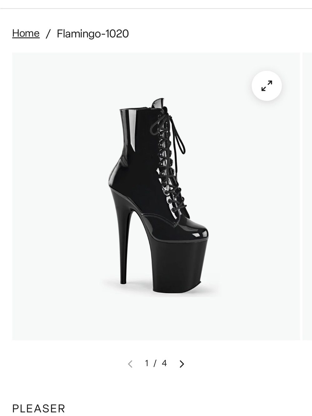 Pleaser Black Patent High Platform Lace-Up Ankle Boot